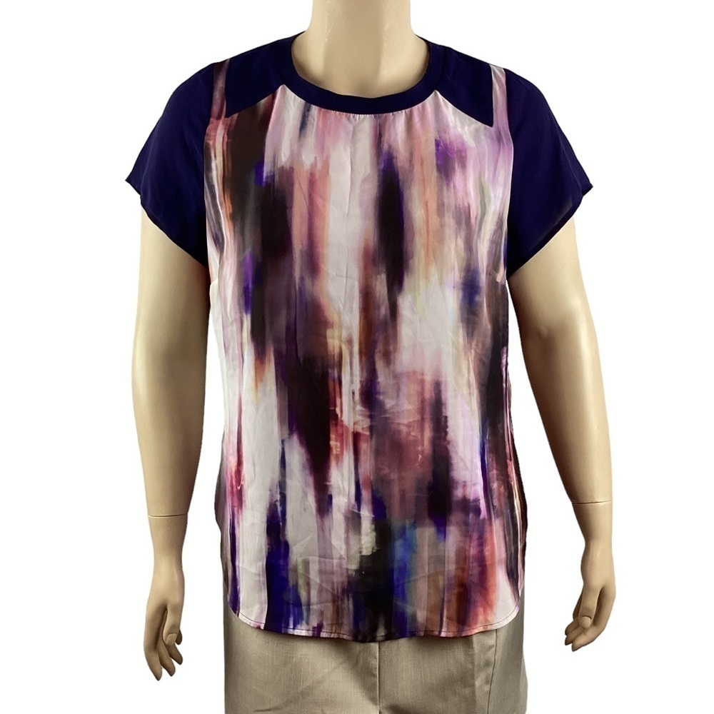 Lane Bryant Top Size 14/16 Blue Multicolor Abstract Print